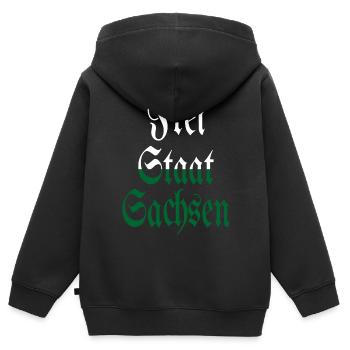 Land libre de Saxe blanc vert maison - Sweat Premium à capuche zippé enfant bio - noir - Dos - AI Model Kid Male (0cm)