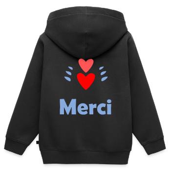 GELIEBTE. VIELEN DANK. DANKE HERRIN - Kinder Premium Organic Zip Hoodie - Schwarz - Hinten - AI Model Kid Male (0cm)