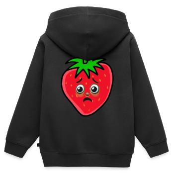 Fraise Fraises Fruits - Sweat Premium à capuche zippé enfant bio - noir - Dos - AI Model Kid Male (0cm)