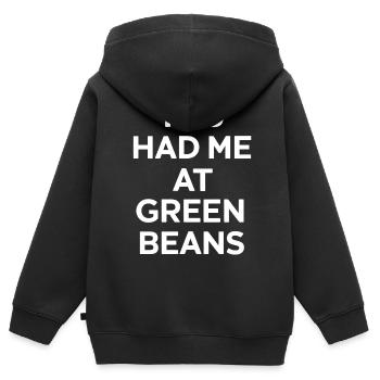 Grüne Bohnen - Kinder Premium Organic Zip Hoodie - Schwarz - Hinten - AI Model Kid Male (0cm)