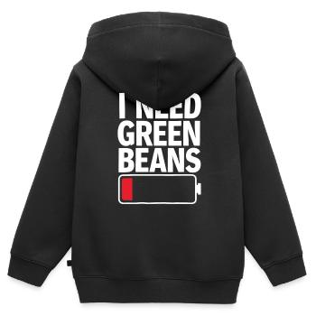 Grüne Bohnen - Kinder Premium Organic Zip Hoodie - Schwarz - Hinten - AI Model Kid Male (0cm)