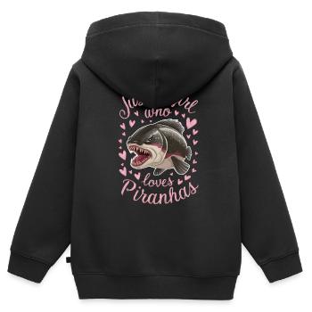 Piranha - Kinder Premium Organic Zip Hoodie - Schwarz - Hinten - AI Model Kid Male (0cm)