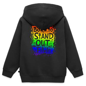 NÉ POUR SE DÉMARQUER, PAS POUR S’INTÉGRER - Sweat Premium à capuche zippé enfant bio - noir - Dos - AI Model Kid Male (0cm)