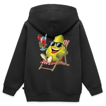 Birne - Kinder Premium Organic Zip Hoodie - Schwarz - Hinten - AI Model Kid Male (0cm)