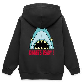 Hungriger Hai - Kinder Premium Organic Zip Hoodie - Schwarz - Hinten - AI Model Kid Male (0cm)