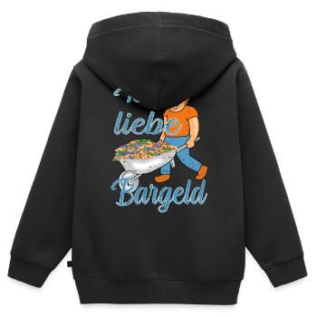 Bargeld Geld - Kinder Premium Organic Zip Hoodie - Schwarz - Hinten - AI Model Kid Male (0cm)
