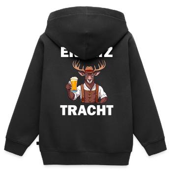 Lederhose Hirsch Tracht Bayrisch Trachten Ersatz - Kinder Premium Organic Zip Hoodie - Schwarz - Hinten - AI Model Kid Male (0cm)
