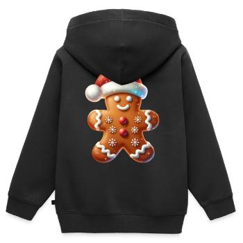 Lebkuchen Lebkuchenmann Xmas - Kinder Premium Organic Zip Hoodie - Schwarz - Hinten - AI Model Kid Male (0cm)