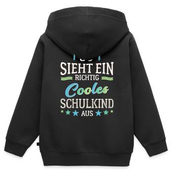 So sieht ein richtig cooles Schulkind aus - Kinder Premium Organic Zip Hoodie - Schwarz - Hinten - AI Model Kid Male (0cm)