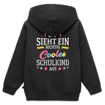 So sieht ein richtig cooles Schulkind aus - Kinder Premium Organic Zip Hoodie - Schwarz - Hinten - AI Model Kid Male (0cm)