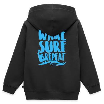 Surfing Wake Surf Repeat - Kids Premium Organic Zip-up Hoodie - black - Back - AI Model Kid Male (0cm)