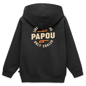 Papou comme une glacière pour grand-père seulement - Sweat Premium à capuche zippé enfant bio - noir - Dos - AI Model Kid Male (0cm)
