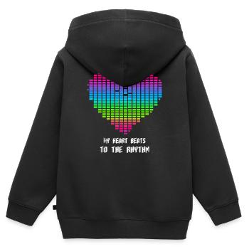 Mein Herz schlägt im Rhythmus - Kinder Premium Organic Zip Hoodie - Schwarz - Hinten - AI Model Kid Male (0cm)