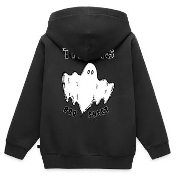 This is a boosheet - Kids Premium Organic Zip-up Hoodie - black - Back - AI Model Kid Male (0cm)