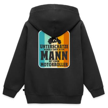 Rollerfahrer Geschenke Motorroller Scooter - Kinder Premium Organic Zip Hoodie - Schwarz - Hinten - AI Model Kid Male (0cm)