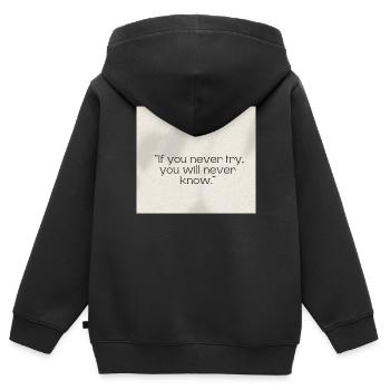 Try - Kids Premium Organic Zip-up Hoodie - black - Back - AI Model Kid Male (0cm)