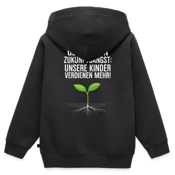 Generation Zukunftsangst - Kinder Premium Organic Zip Hoodie - Schwarz - Hinten - AI Model Kid Male (0cm)