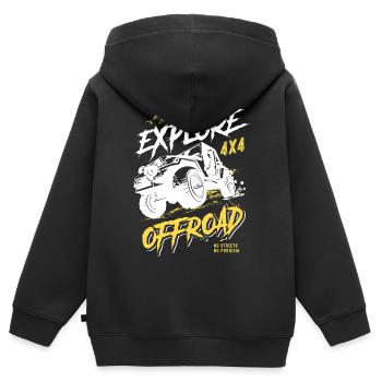 Aventure Tout-terrain Véhicule tout-terrain 4x4 - Sweat Premium à capuche zippé enfant bio - noir - Dos - AI Model Kid Male (0cm)