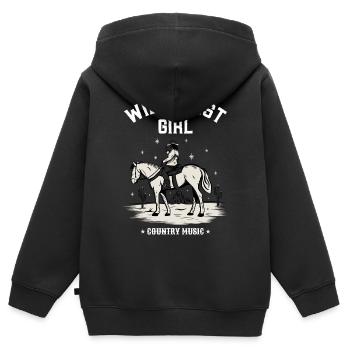 WILD WEST GIRL COUNTRY MUSIK - Kinder Premium Organic Zip Hoodie - Schwarz - Hinten - AI Model Kid Male (0cm)