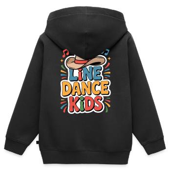 Danse en ligne Motif Enfants - Sweat Premium à capuche zippé enfant bio - noir - Dos - AI Model Kid Male (0cm)