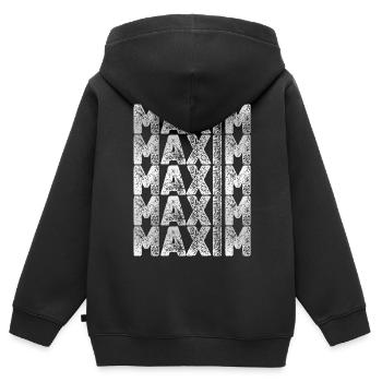 Bruder Maxim - Kinder Premium Organic Zip Hoodie - Schwarz - Hinten - AI Model Kid Male (0cm)
