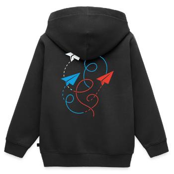 Papierflieger - Kinder Premium Organic Zip Hoodie - Schwarz - Hinten - AI Model Kid Male (0cm)