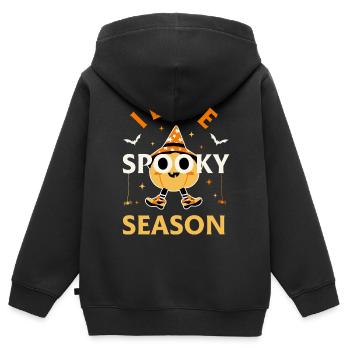 Ich liebe die gruselige Jahreszeit - Kinder Premium Organic Zip Hoodie - Schwarz - Hinten - AI Model Kid Male (0cm)