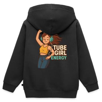 Tube Girl Energie - Kinder Premium Organic Zip Hoodie - Schwarz - Hinten - AI Model Kid Male (0cm)