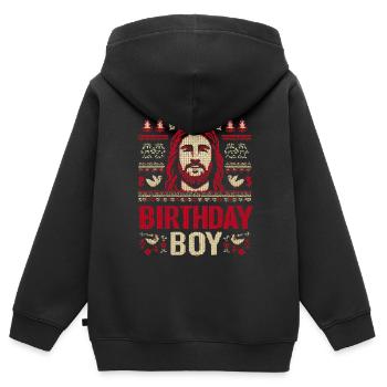 Birthday Boy Strickdesign - Kinder Premium Organic Zip Hoodie - Schwarz - Hinten - AI Model Kid Male (0cm)