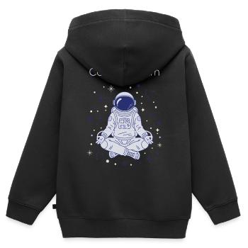 Kosmische Gelassenheit - Kinder Premium Organic Zip Hoodie - Schwarz - Hinten - AI Model Kid Male (0cm)