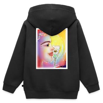 Profil coloré qui sirote - Sweat Premium à capuche zippé enfant bio - noir - Dos - AI Model Kid Male (0cm)