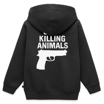 Stoppt Tiermord – Statement Shirt - Kinder Premium Organic Zip Hoodie - Schwarz - Hinten - AI Model Kid Male (0cm)