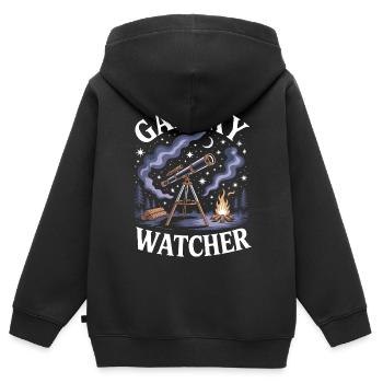 Galaxy Watcher - Kids Premium Organic Zip-up Hoodie - black - Back - AI Model Kid Male (0cm)