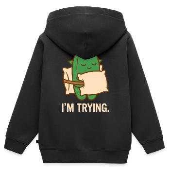 Prickly But Trying - Kids Premium Organic Zip-up Hoodie - black - Back - AI Model Kid Male (0cm)