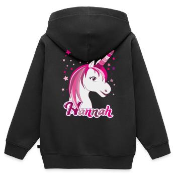 Hannah , Mädchenname, Lieblingsname - Kinder Premium Organic Zip Hoodie - Schwarz - Hinten - AI Model Kid Male (0cm)