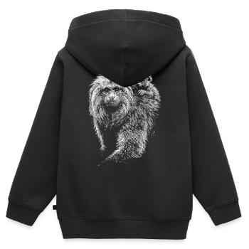 Tamarins lion - Sweat Premium à capuche zippé enfant bio - noir - Dos - AI Model Kid Male (0cm)