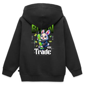 Né pour commercer le commerce de lapins - Sweat Premium à capuche zippé enfant bio - noir - Dos - AI Model Kid Male (0cm)