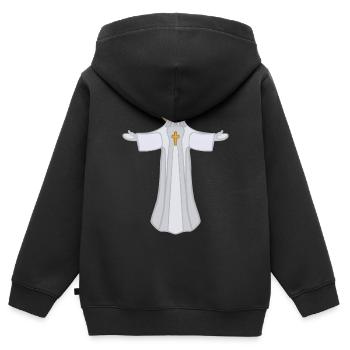 Saint Auréole Jésus à bras ouverts - Sweat Premium à capuche zippé enfant bio - noir - Dos - AI Model Kid Male (0cm)