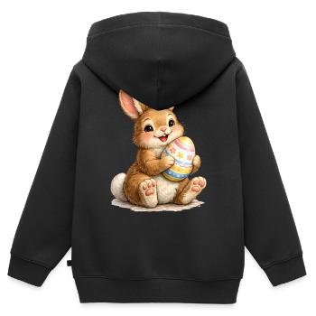 Häschen mit Osterei Illustration - Kinder Premium Organic Zip Hoodie - Schwarz - Hinten - AI Model Kid Male (0cm)