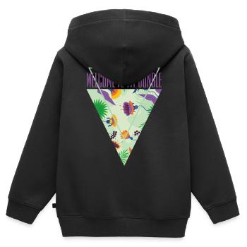Willkommen im Dschungel - Kinder Premium Organic Zip Hoodie - Schwarz - Hinten - AI Model Kid Male (0cm)