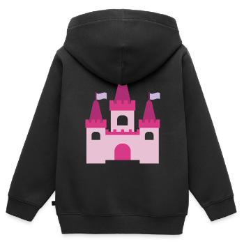 Château de la Princesse - Sweat Premium à capuche zippé enfant bio - noir - Dos - AI Model Kid Male (0cm)