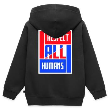 Déclaration du respect de tous les humains : l’humanité - Sweat Premium à capuche zippé enfant bio - noir - Dos - AI Model Kid Male (0cm)
