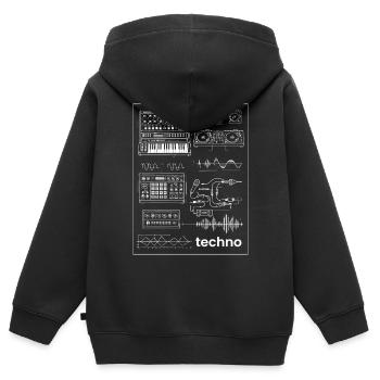 Techno Studio Synthese - Kinder Premium Organic Zip Hoodie - Schwarz - Hinten - AI Model Kid Male (0cm)