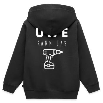Uwe Name Handwerker Werkzeug Akkuschrauber - Kinder Premium Organic Zip Hoodie - Schwarz - Hinten - AI Model Kid Male (0cm)