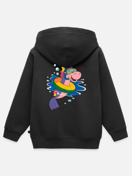 Lustiges Seepferd - Kinder Premium Organic Zip Hoodie - Schwarz