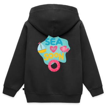 Mer Bientôt - Sweat Premium à capuche zippé enfant bio - noir - Dos - AI Model Kid Male (0cm)