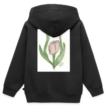 Tulipe - Sweat Premium à capuche zippé enfant bio - noir - Dos - AI Model Kid Male (0cm)