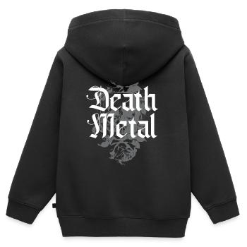 Death Metal Roses Gothic Tee - Sweat Premium à capuche zippé enfant bio - noir - Dos - AI Model Kid Male (0cm)