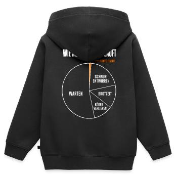 Wie mein Angeltag läuft Lustiges Angler Motiv mit - Kinder Premium Organic Zip Hoodie - Schwarz - Hinten - AI Model Kid Male (0cm)