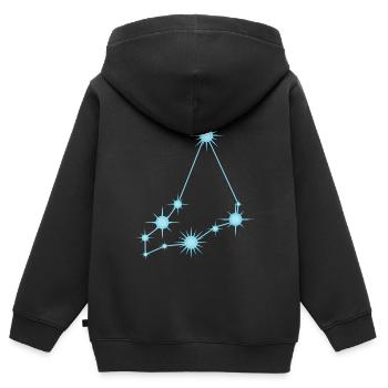 Constellation de l’Étoile du Capricorne Signe du zodiaque Bleu - Sweat Premium à capuche zippé enfant bio - noir - Dos - AI Model Kid Male (0cm)